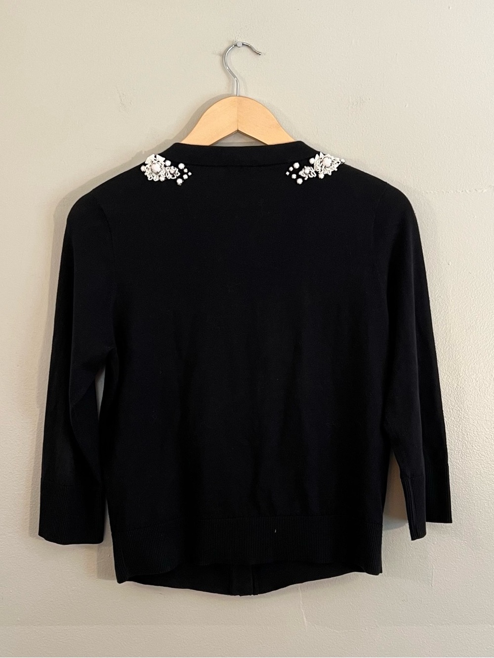 Kate Spade black beaded embellishment cardigan preppy feminine designer office - Picture 7 of 7